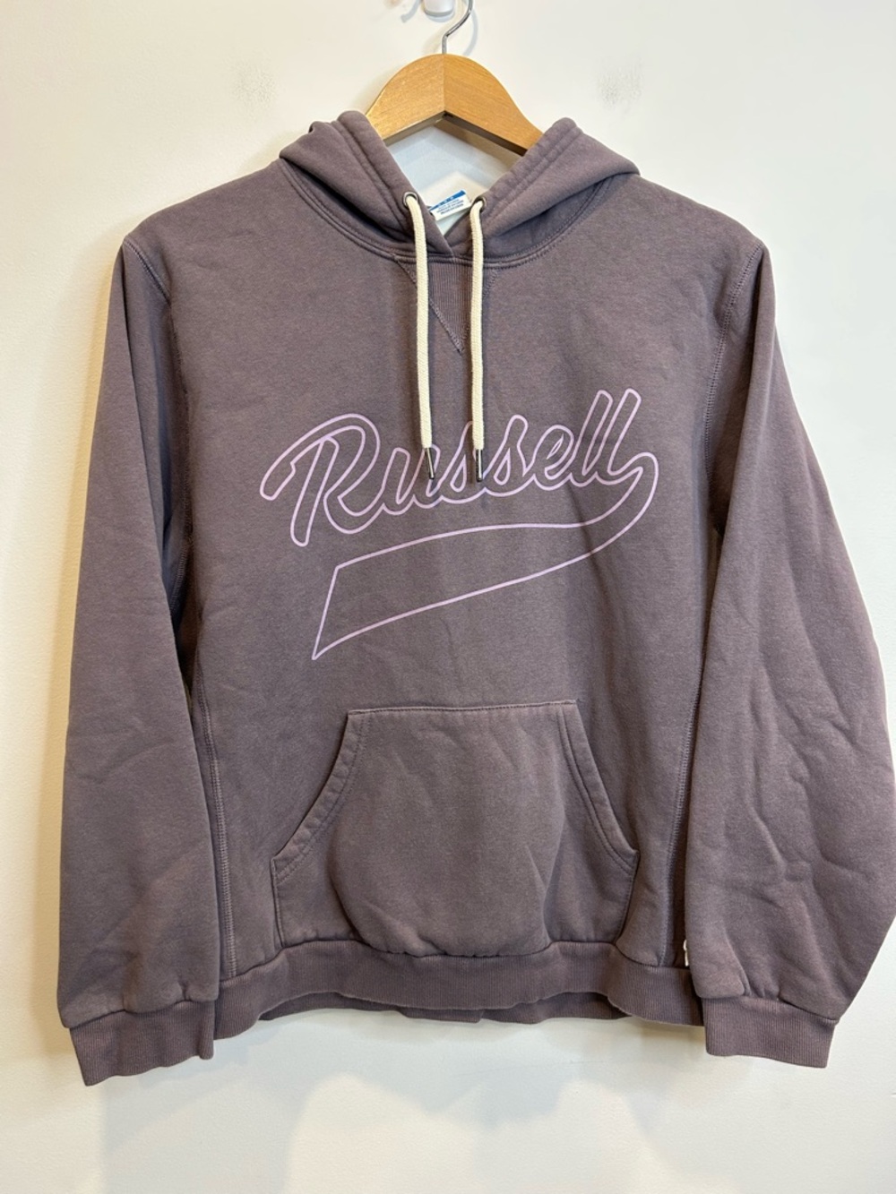 Russell Athletic Logo Hoodie Sweatshirt Purple